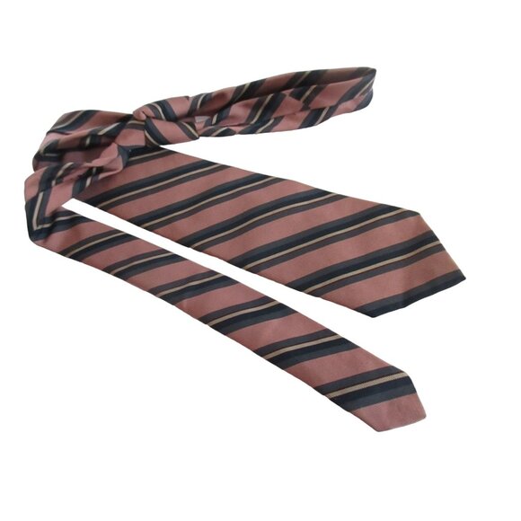 Ferrell Reed Stanton Woods Mens 100% Silk Striped Necktie Pink & Navy - Picture 1 of 5